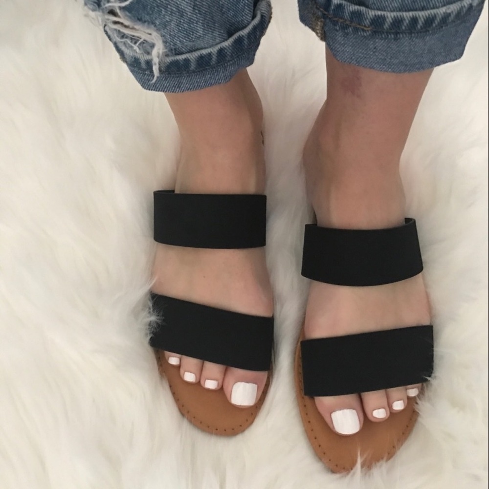 1 left!! Black Vegan Suede Slide Sandal - Picture 2 of 7